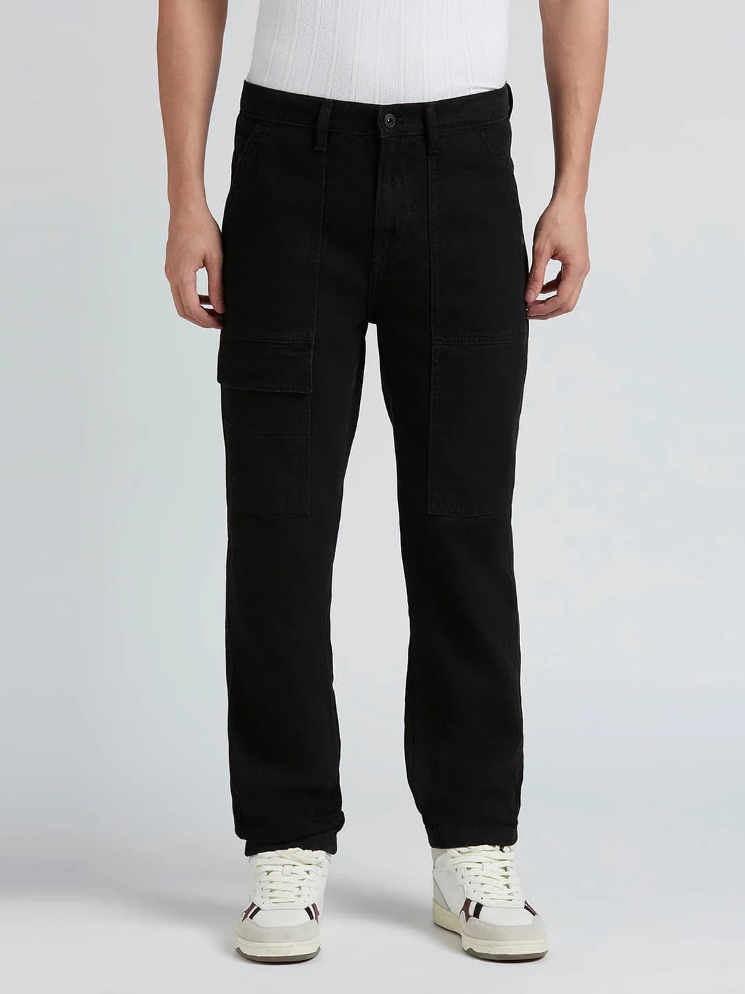 Men's Black Casual Straight Fit Jeans