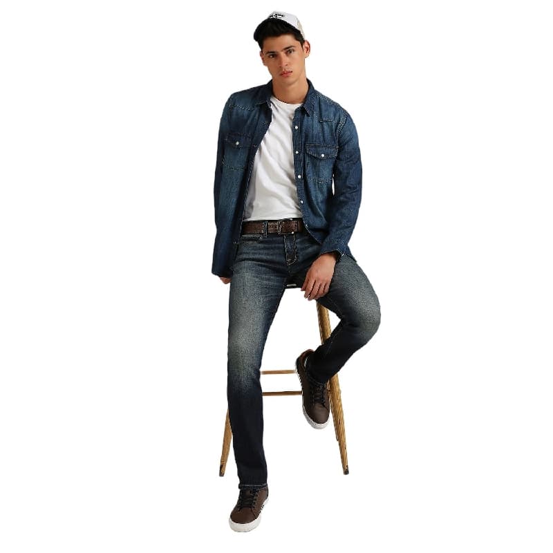 Men's Blue Casual Slim Fit Jeans