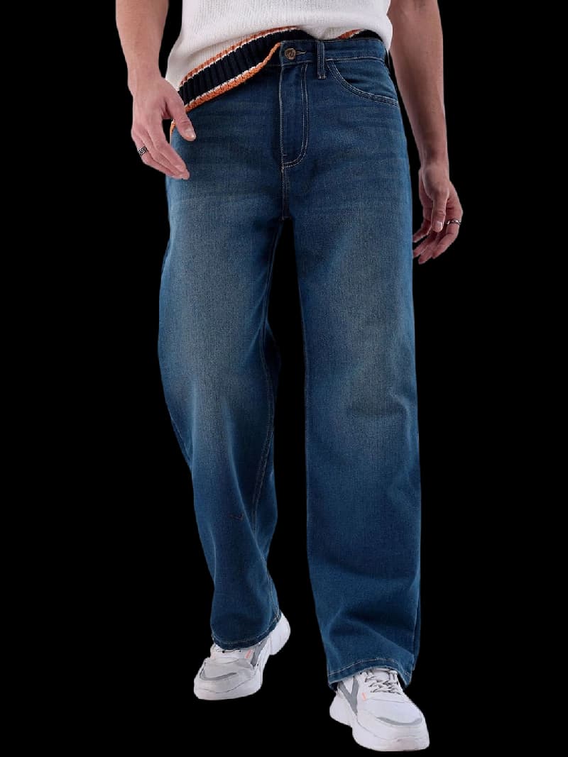 Men's Blue Casual Baggy Fit Jeans