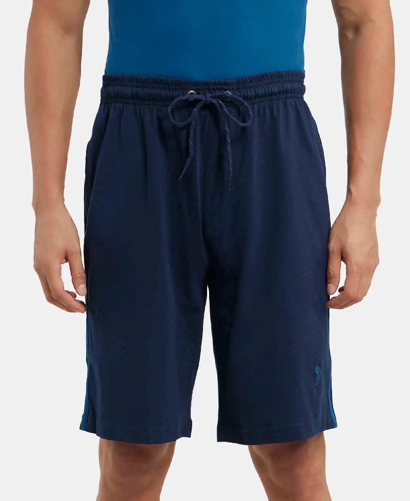 Men's Navy Casual Solid Regular Fit Short