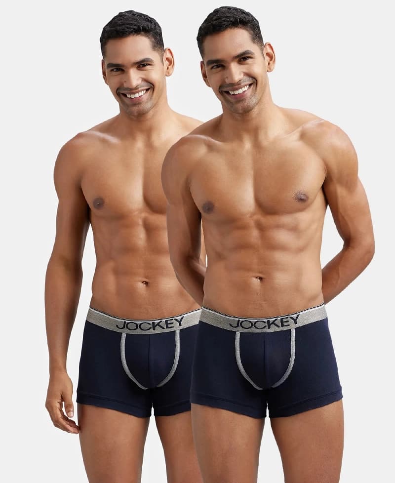 Men's Navy Pure Cotton Trunks - Pack of 2