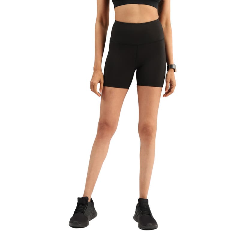 Women's Black Sports Solid Short
