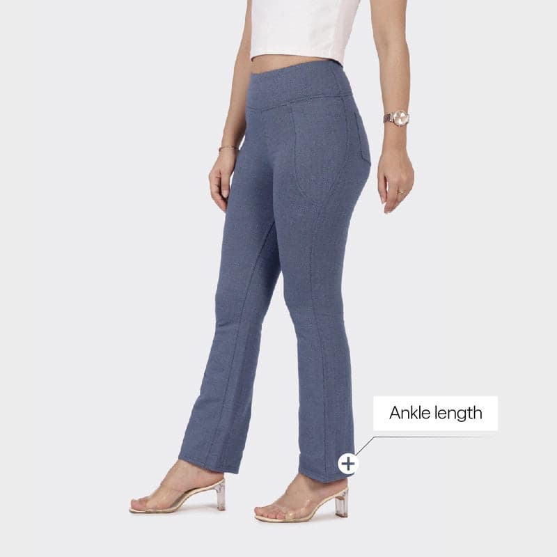 Women's Blue Casual Solid Trouser