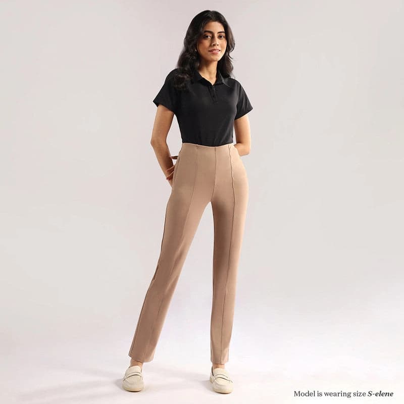 Women's Brown Formal Solid Trouser