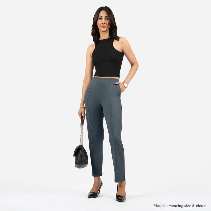 Women's Grey Casual Solid Trouser