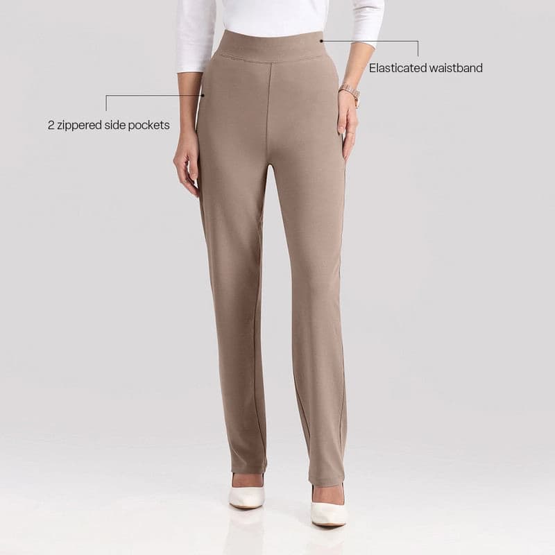 Women's Brown Sports Solid Trouser