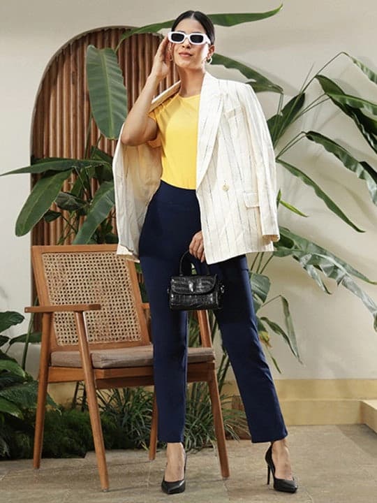 Women's Blue Sports Solid Trouser