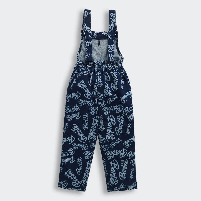 Girls Dark Blue Casual Sleeveless Dungaree