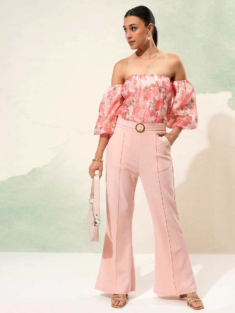 Women's Pink Party Floral Jumpsuit