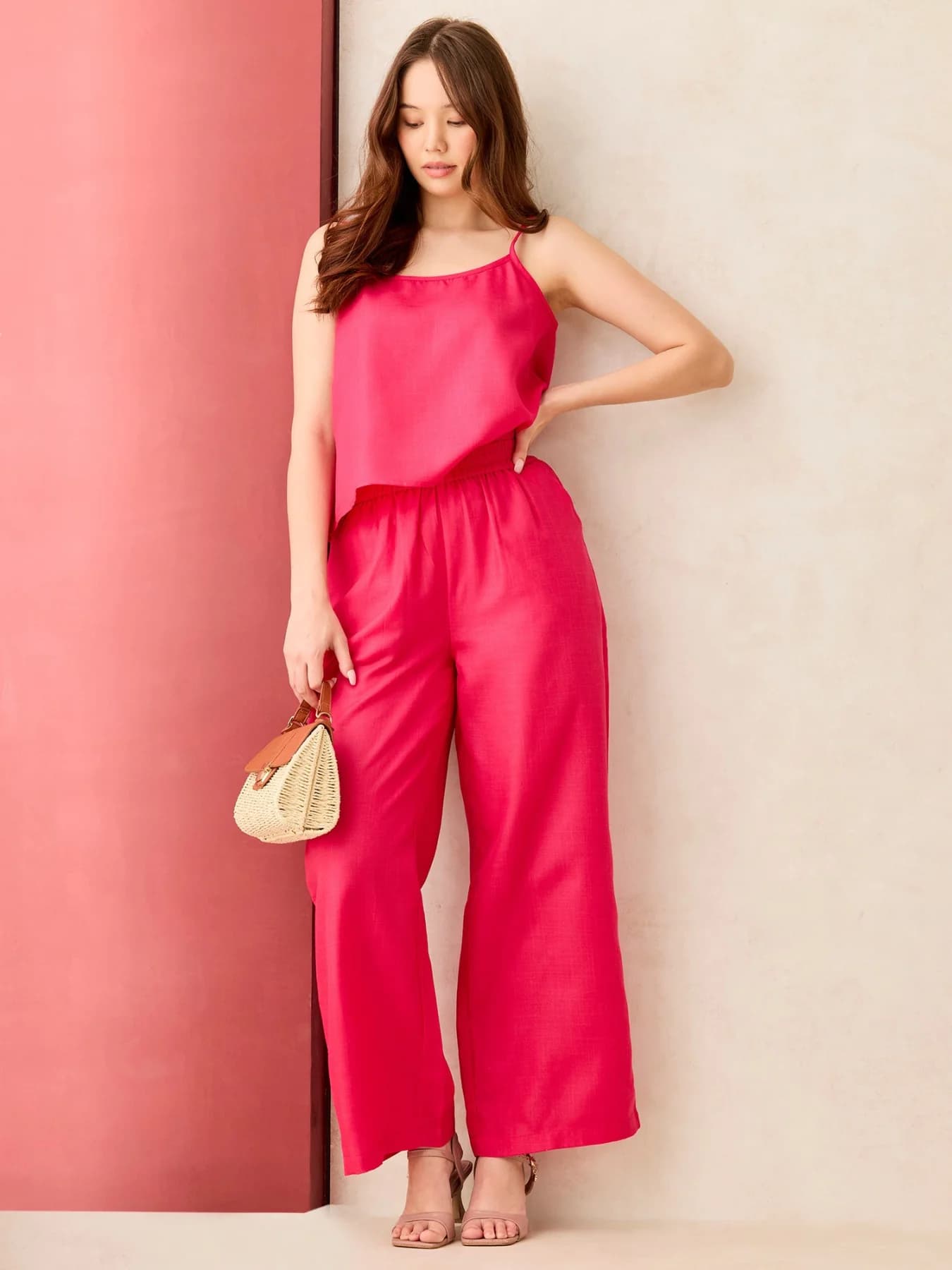 Women's Pink Casual Co-ords Set