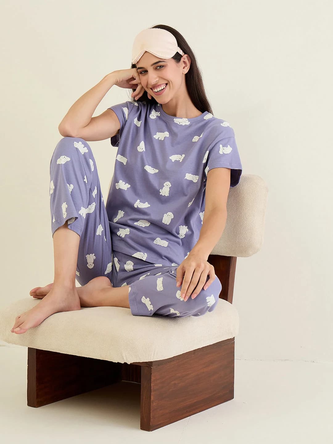 Women's Blue Casual Night Suit