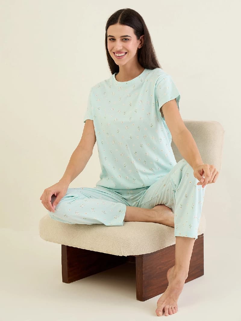 Women's Green Casual Night Suit