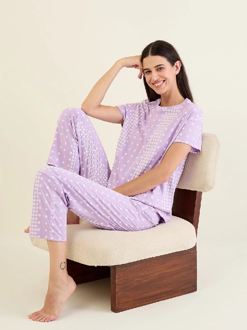 Women's Purple Casual Night Suit