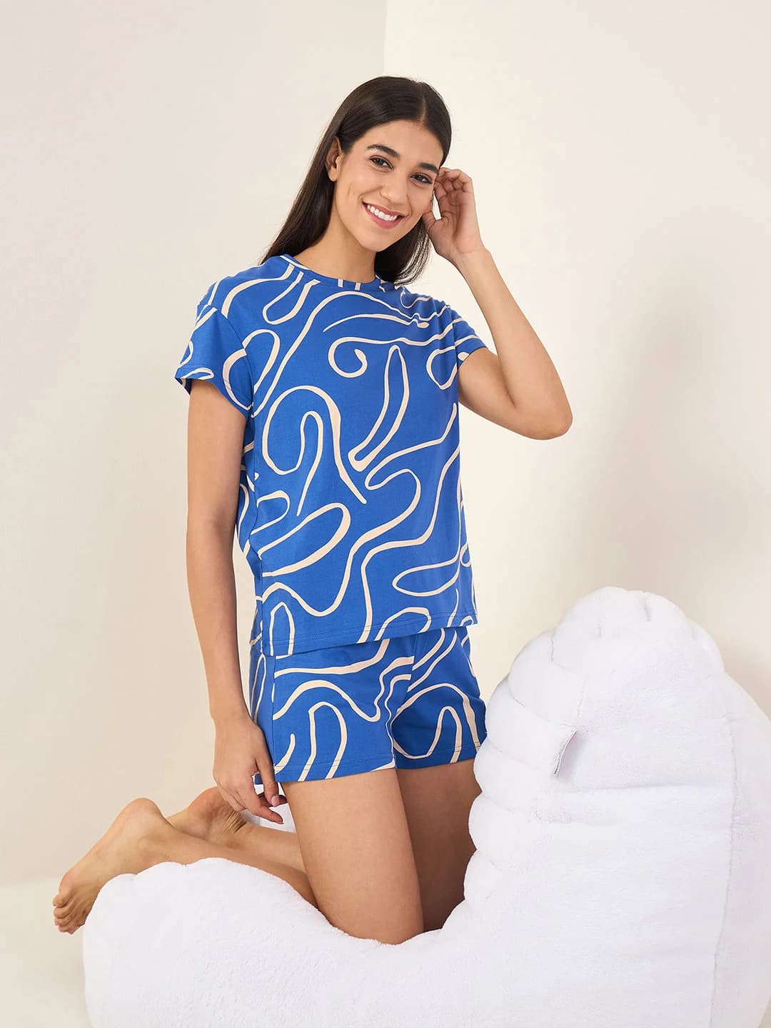 Women's Blue Casual Night Suit