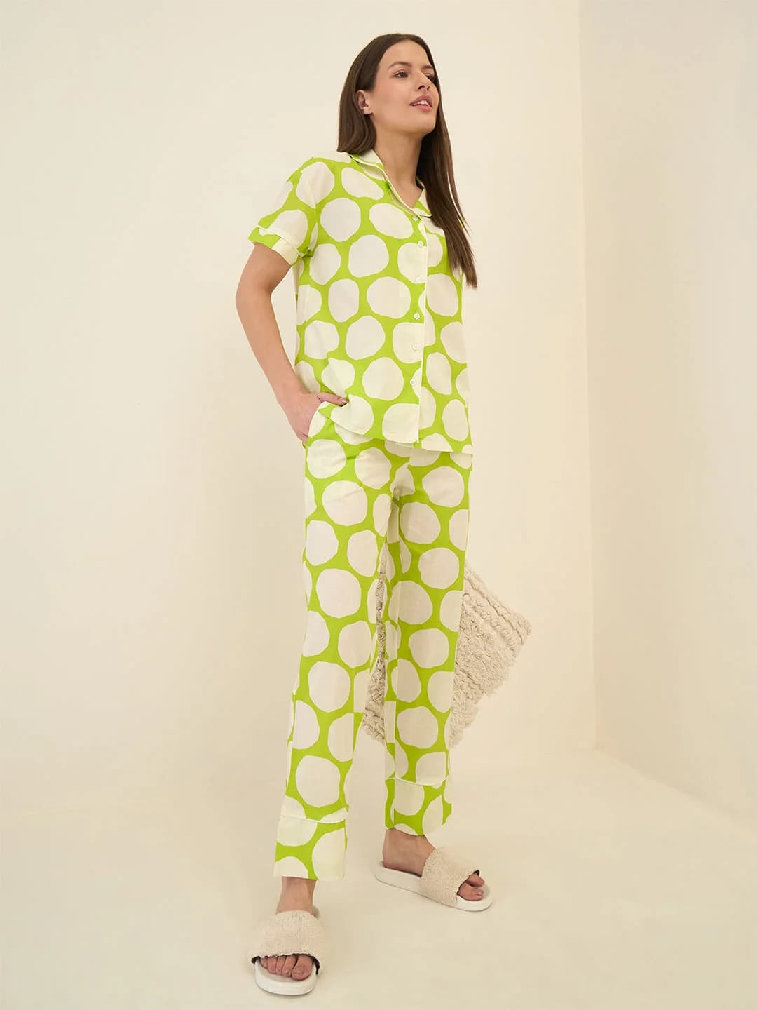 Women's Green Casual Night Suit