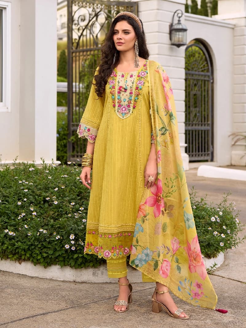 Women's Yellow Festive Kurta Set