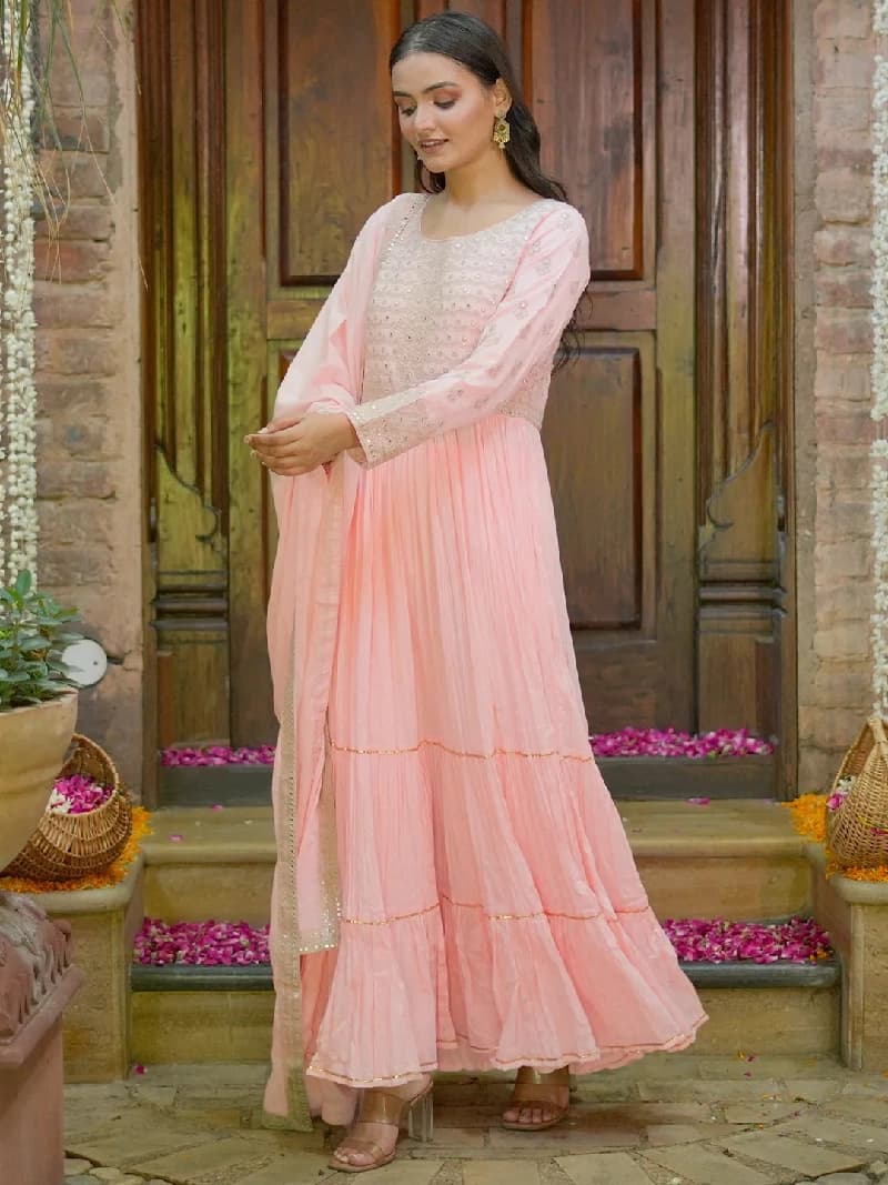 Women's Pink Festive Floral Kurta Set