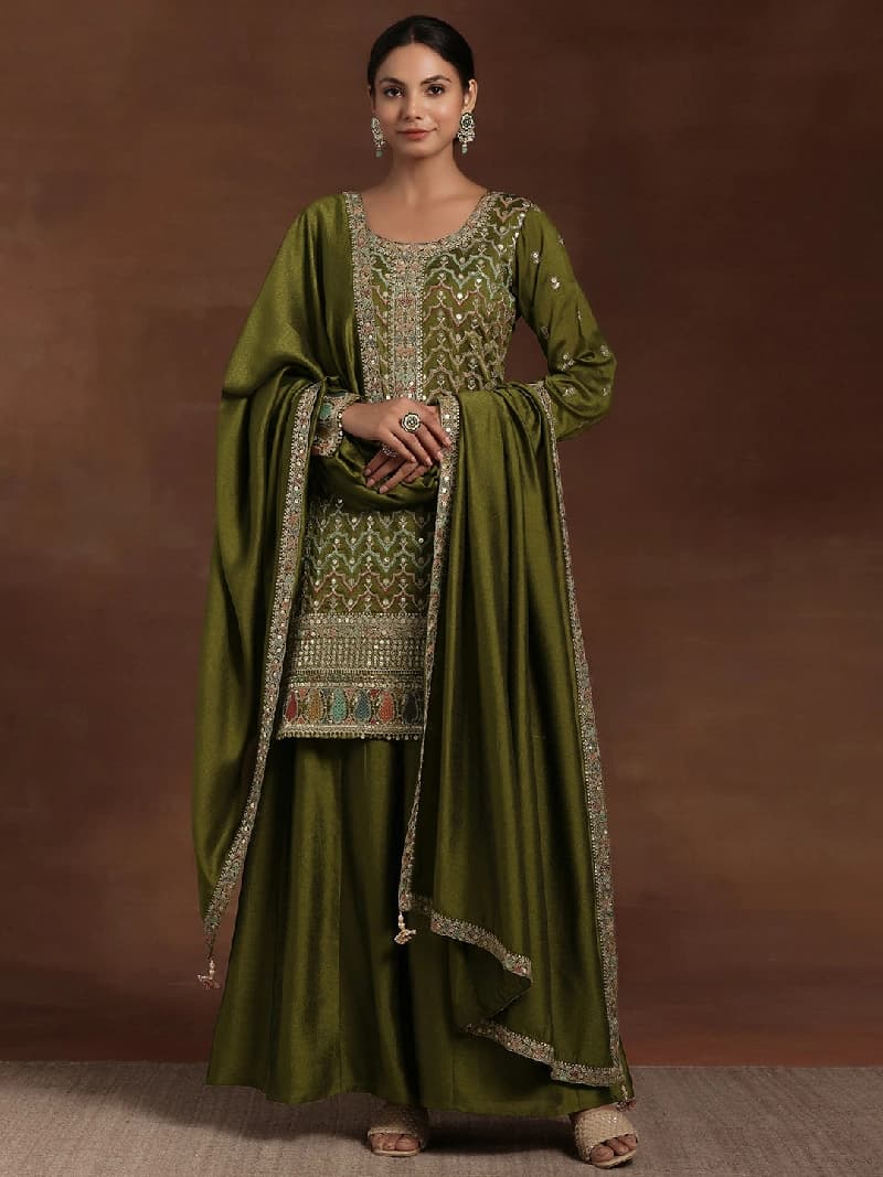 Women's Green Festive Printed Kurta Set