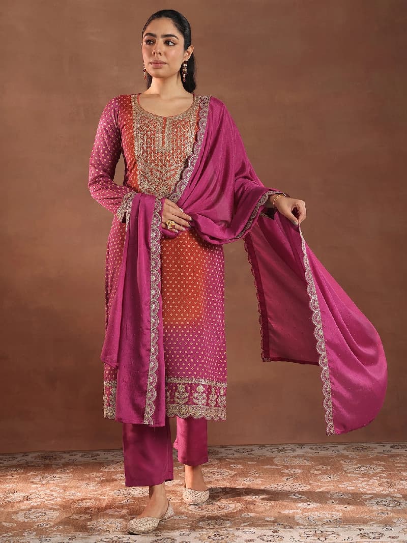 Women's Pink Festive Printed Kurta Set