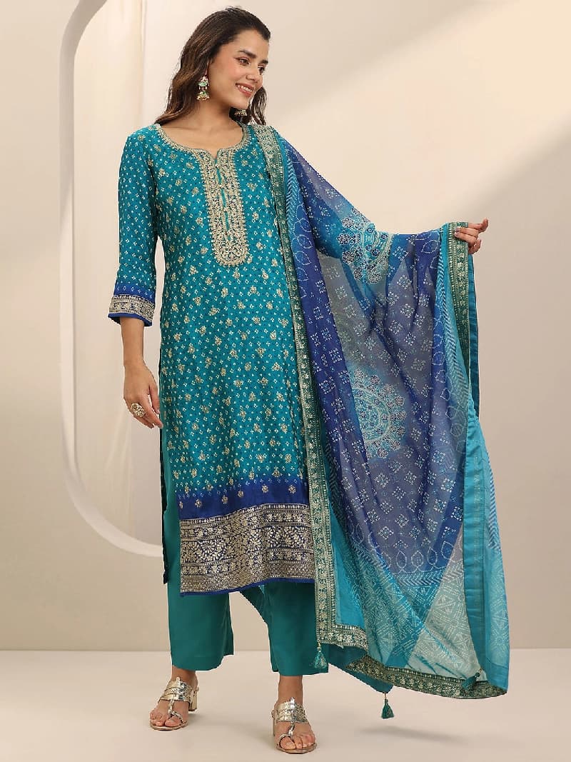 Women's Blue Festive Printed Kurta Set