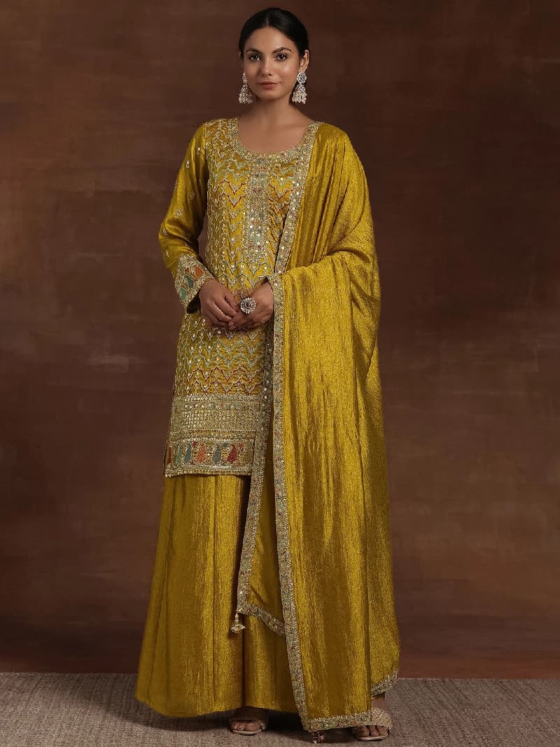 Women's Yellow Festive Printed Kurta Set