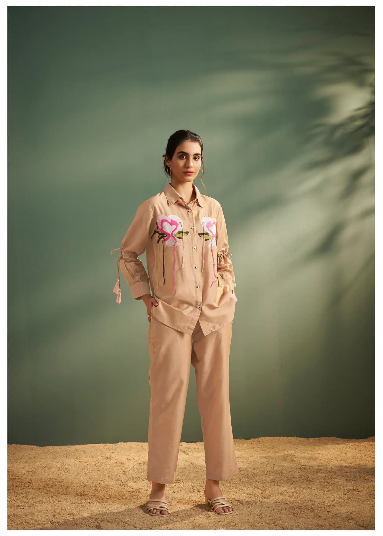 Women's Beige Casual Co-ords Set