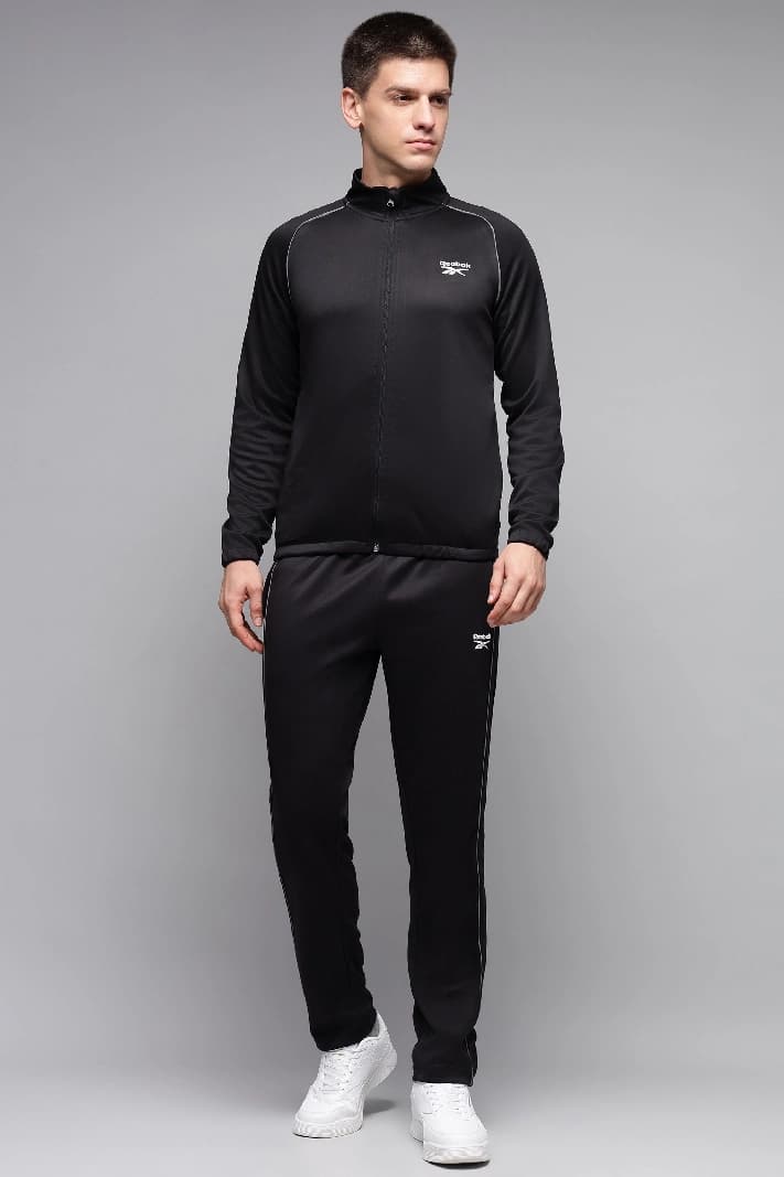 Men's Black Casual Solid Tracksuit