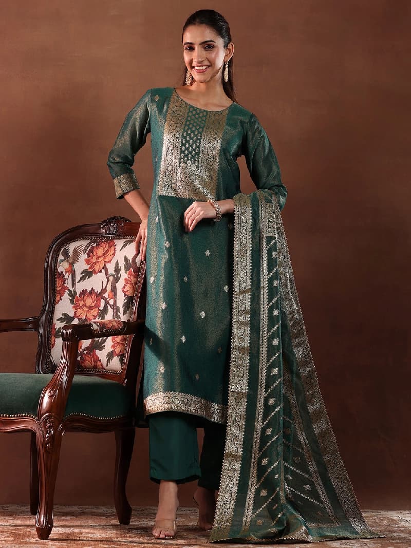 Women's Green Festive Printed Kurta Set
