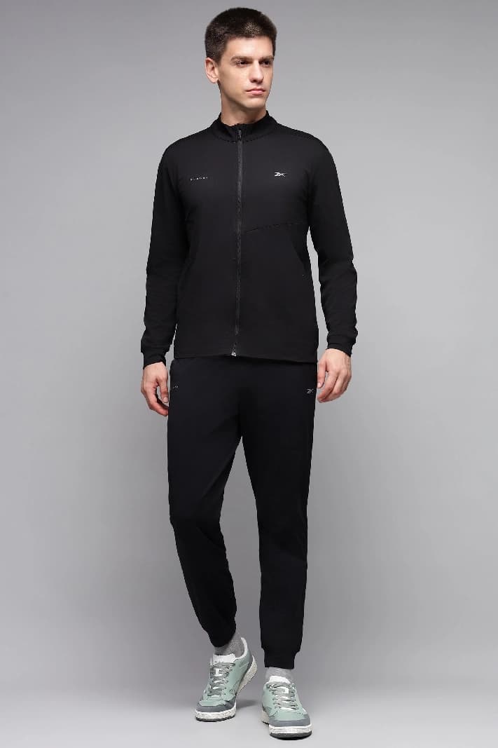 Men's Black Casual Solid Tracksuit