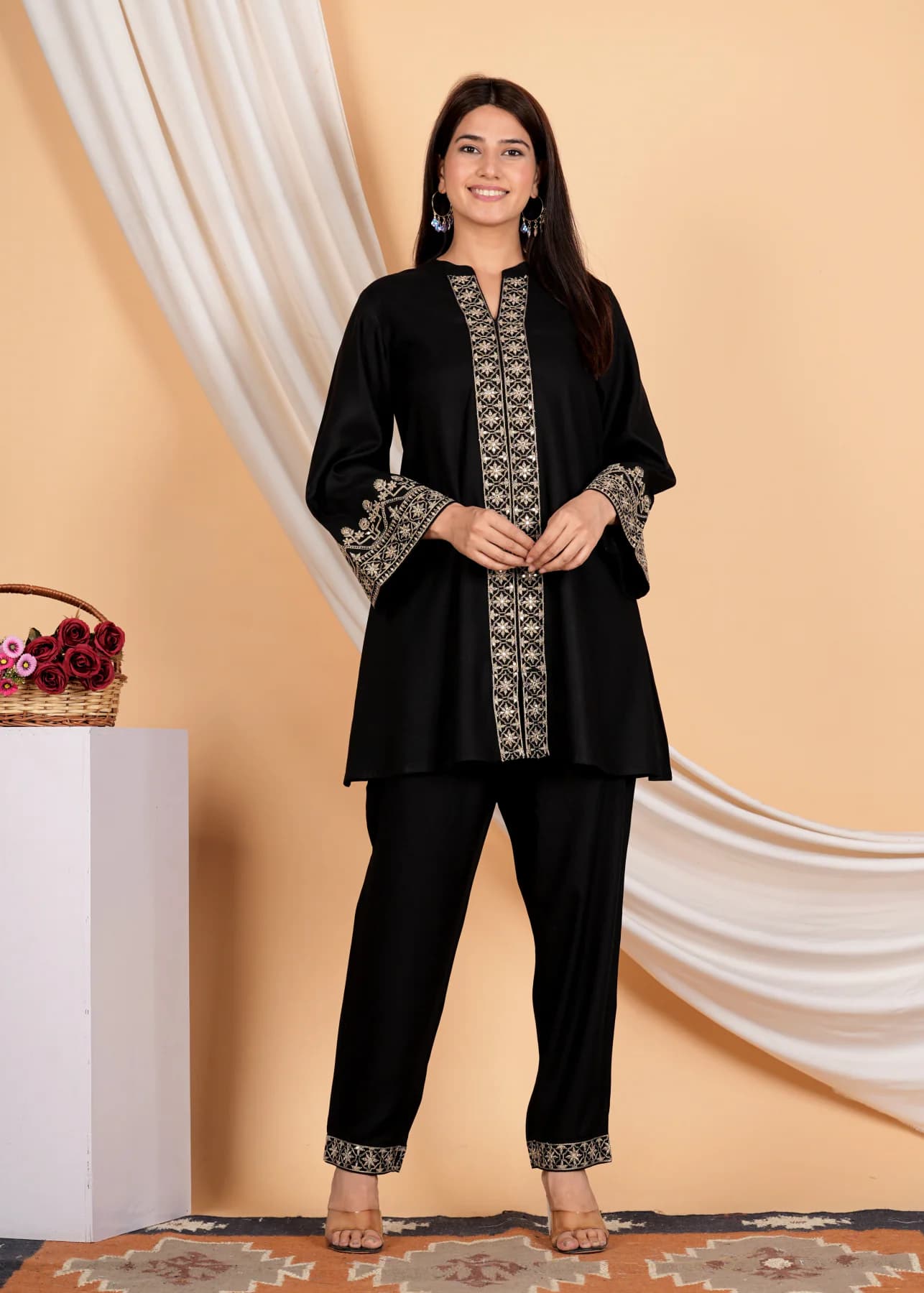 Women's Black Casual Co-ords Set