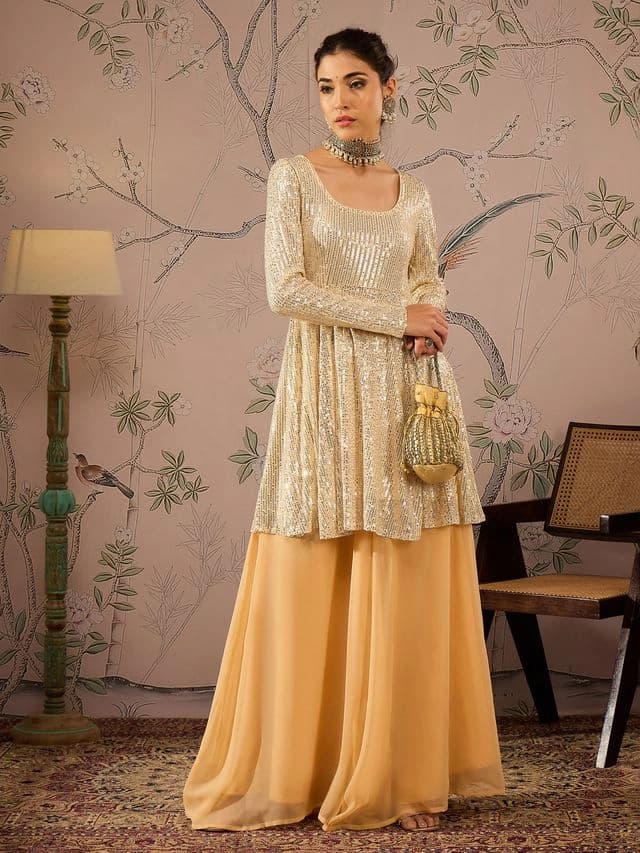 Women's Gold Festive Kurta Set
