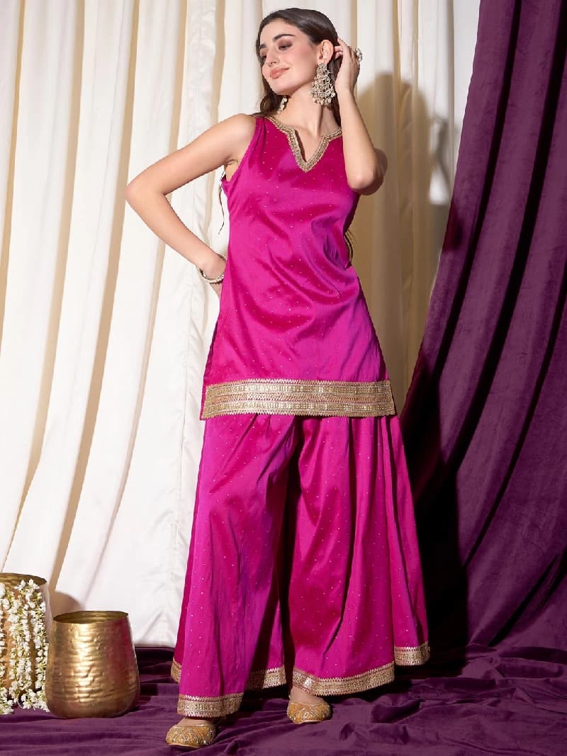Women's Pink Festive Kurta Set