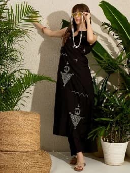 Women's Black Festive Kurta Set