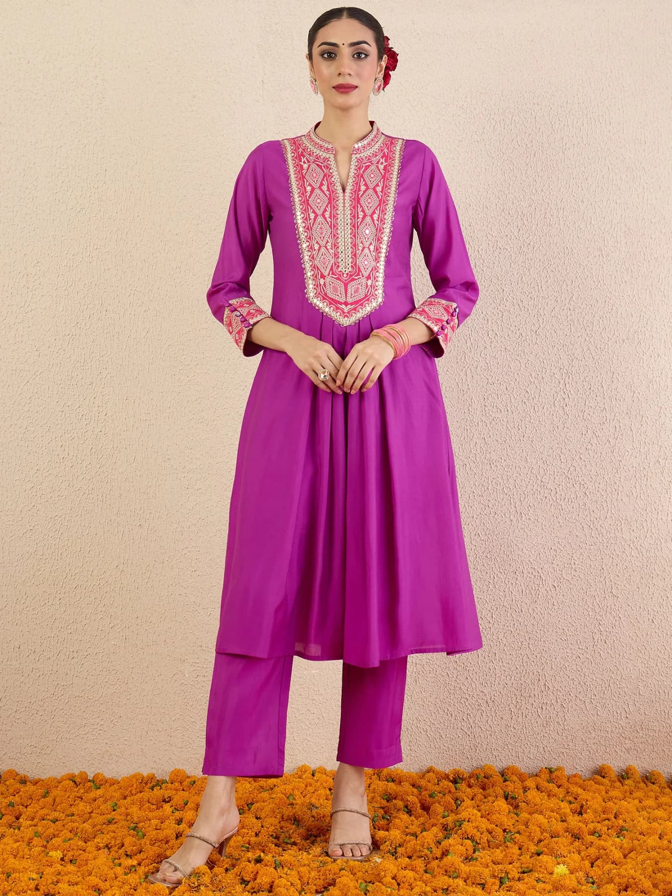 Women's Purple Festive Kurta Set