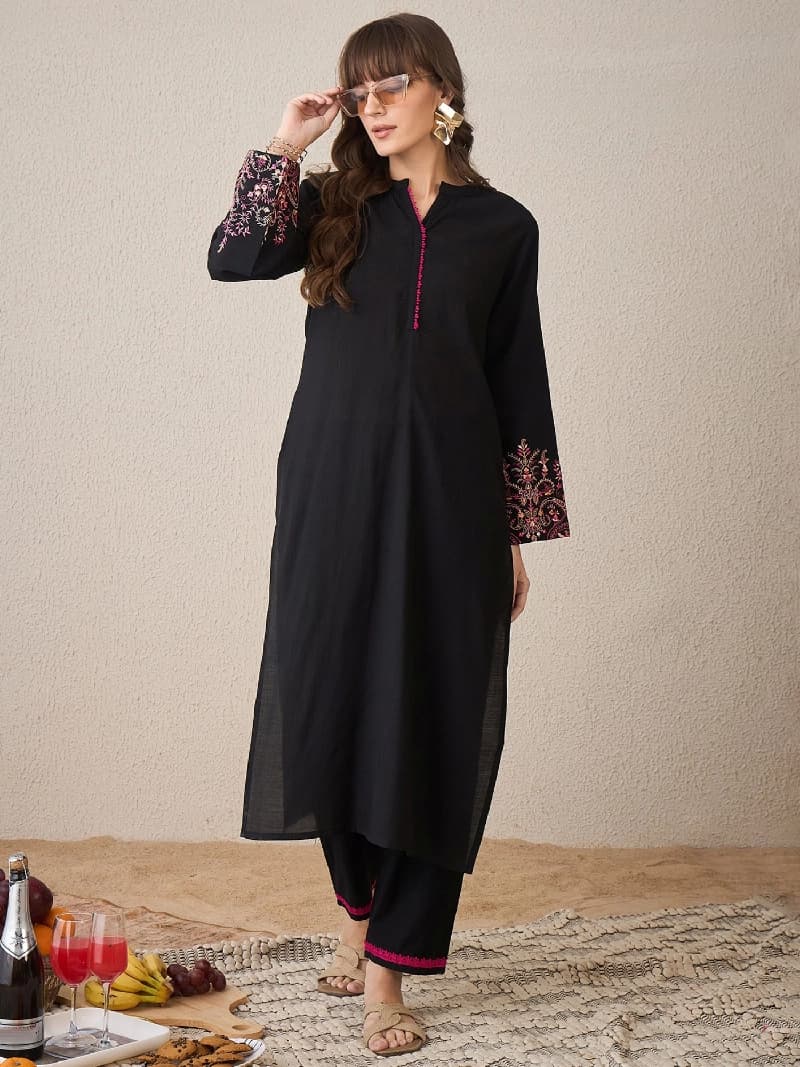 Women's Black Festive Kurta Set