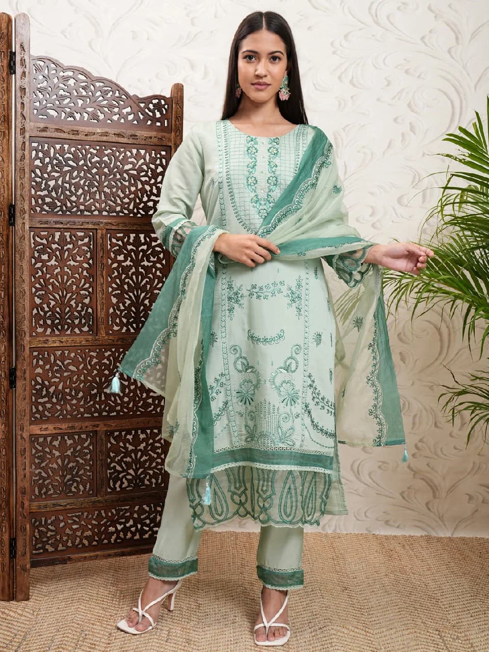 Women's Green Festive Kurta Set