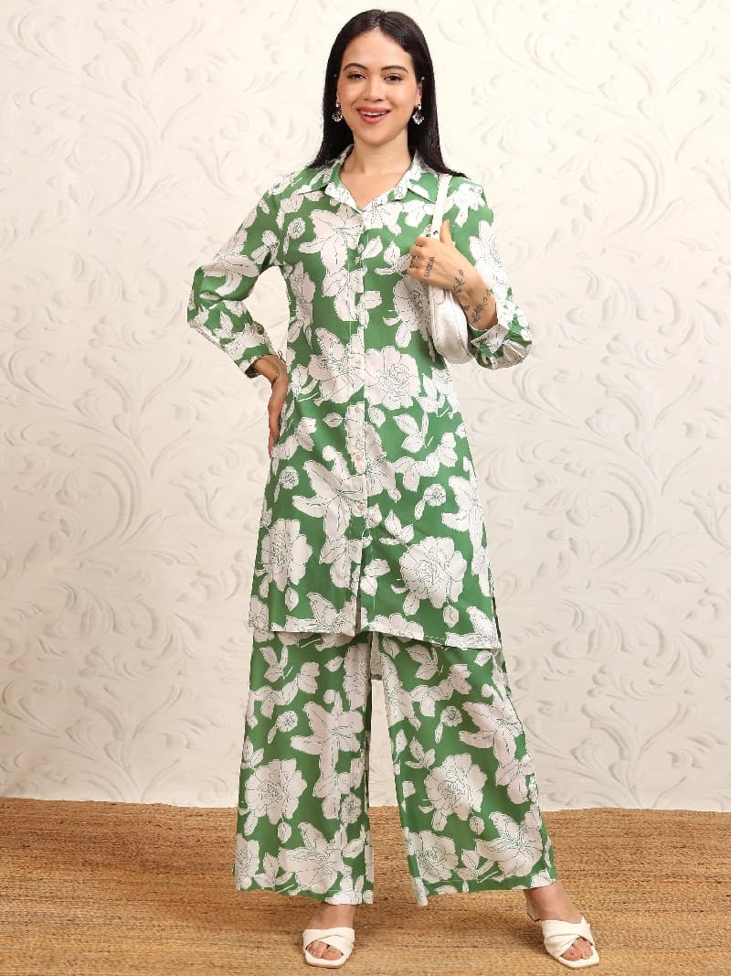 Women's Green Festive Co-ords Set