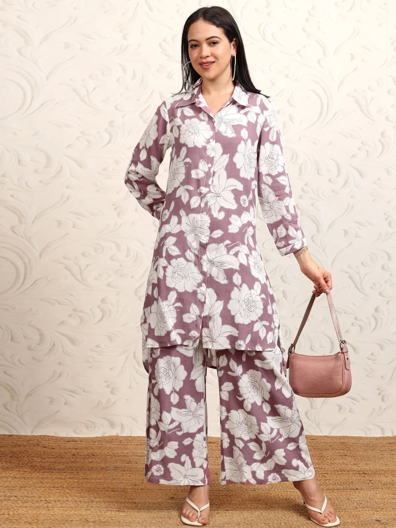Women's Purple Festive Co-ords Set