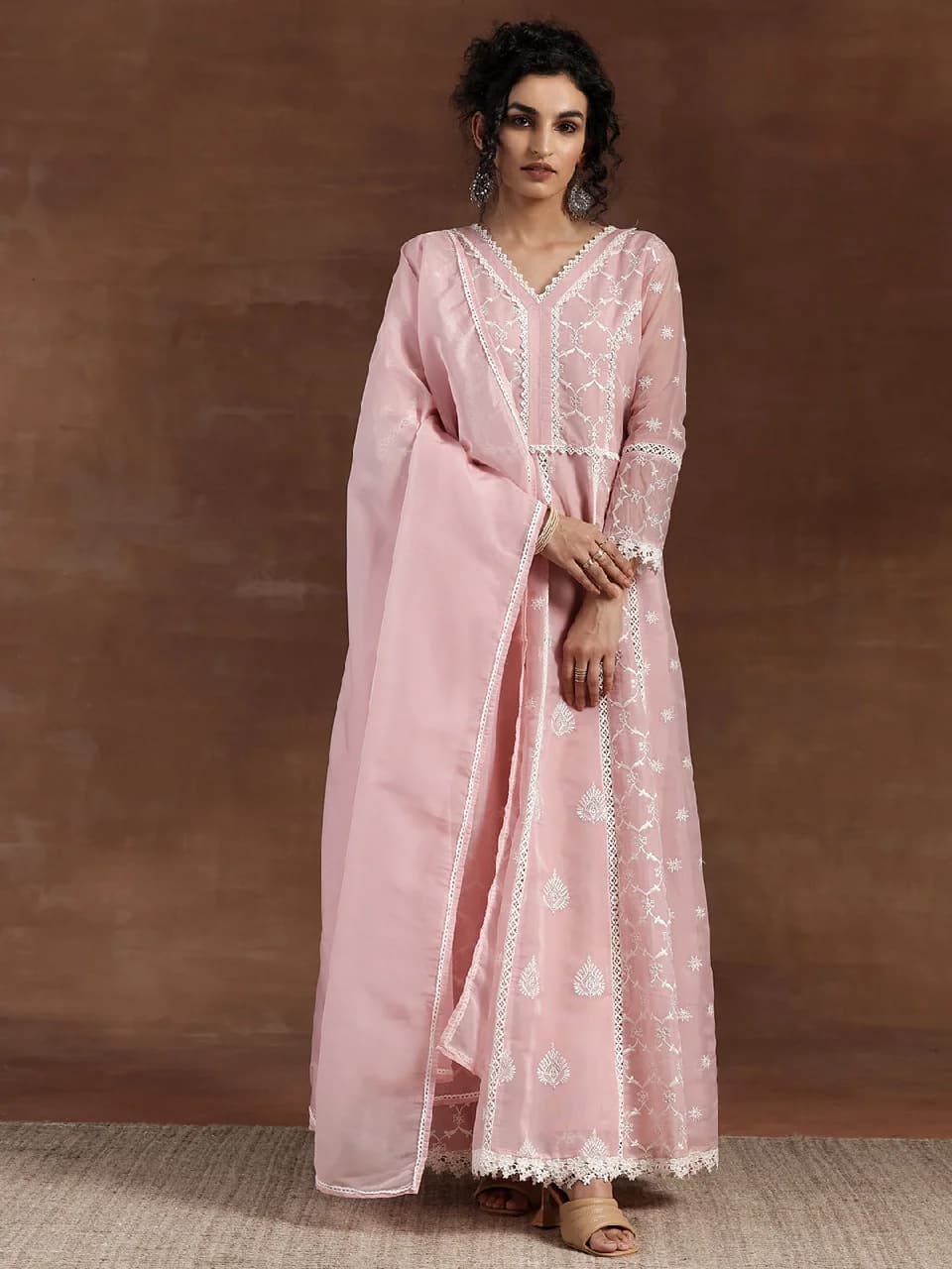 Women's Pink Festive Floral Kurta Set