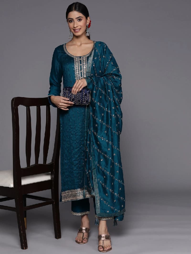 Women's Green Festive Printed Kurta Set