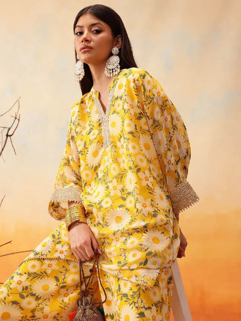 Women's Yellow Festive Co-ords Set