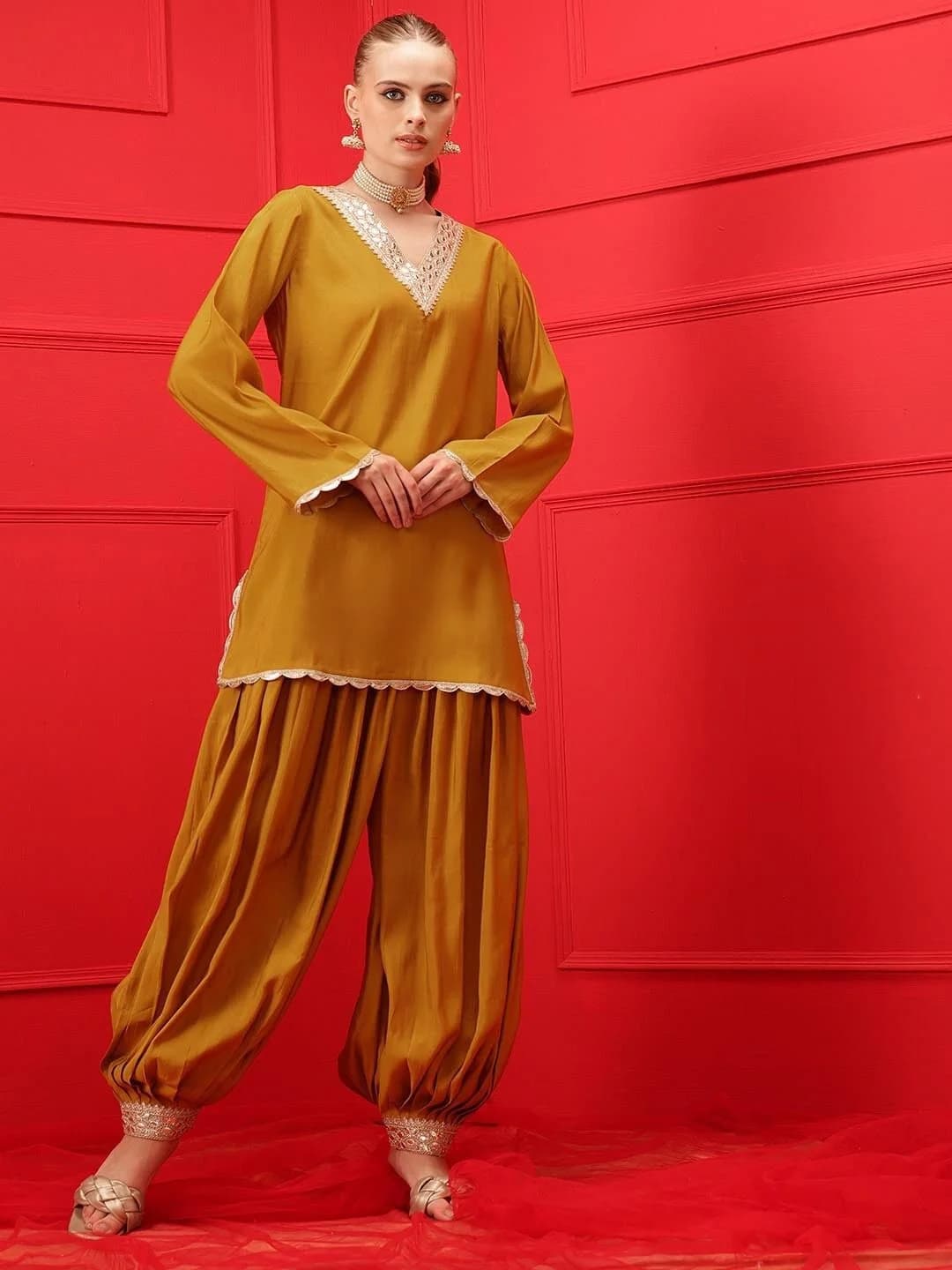 Women's Yellow Festive Kurta Set