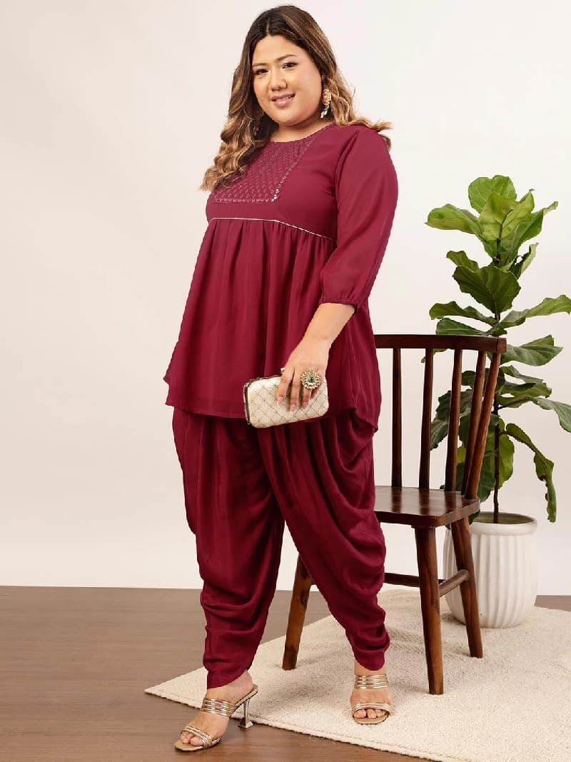 Women's Red Festive Kurta Set