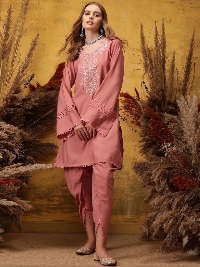Women's Pink Festive Kurta Set