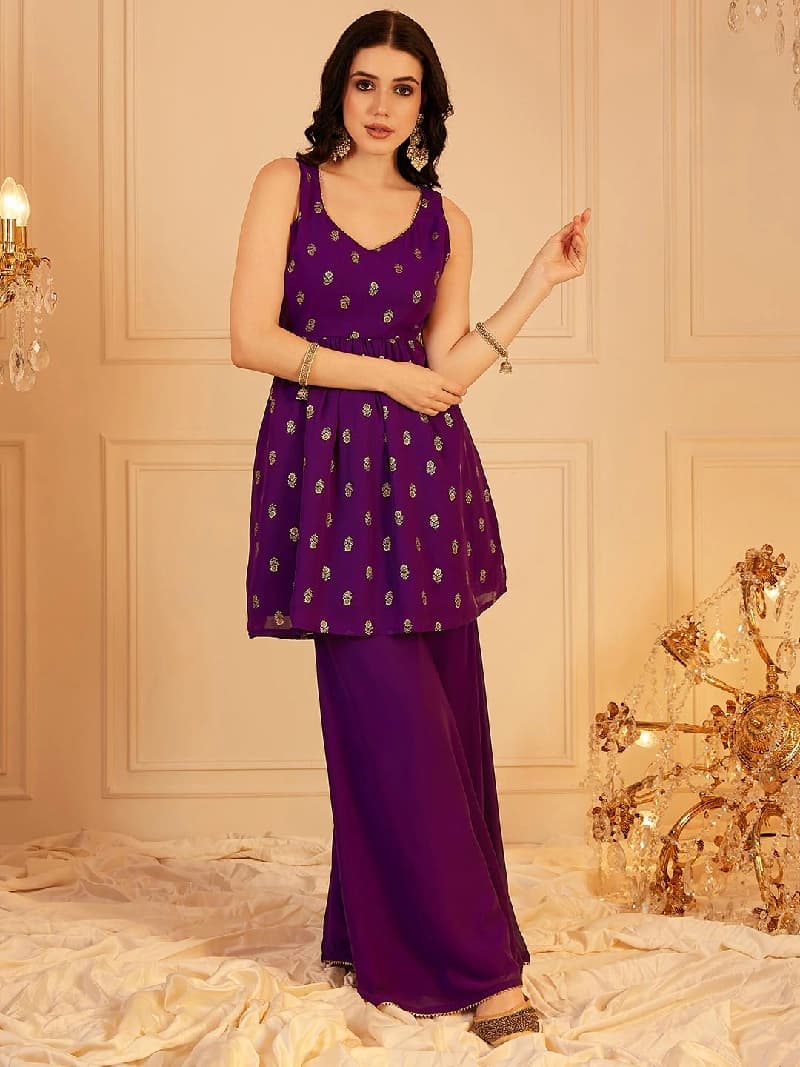 Women's Purple Festive Kurta Set