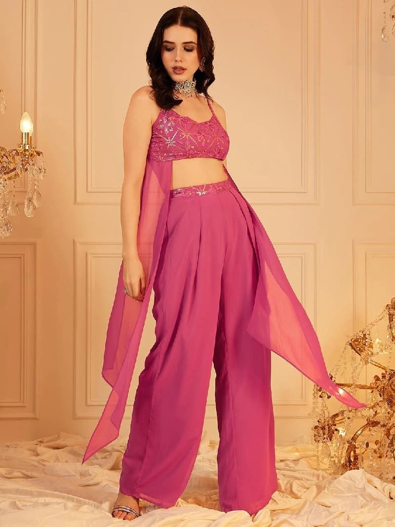 Women's Pink Festive Co-ords Set