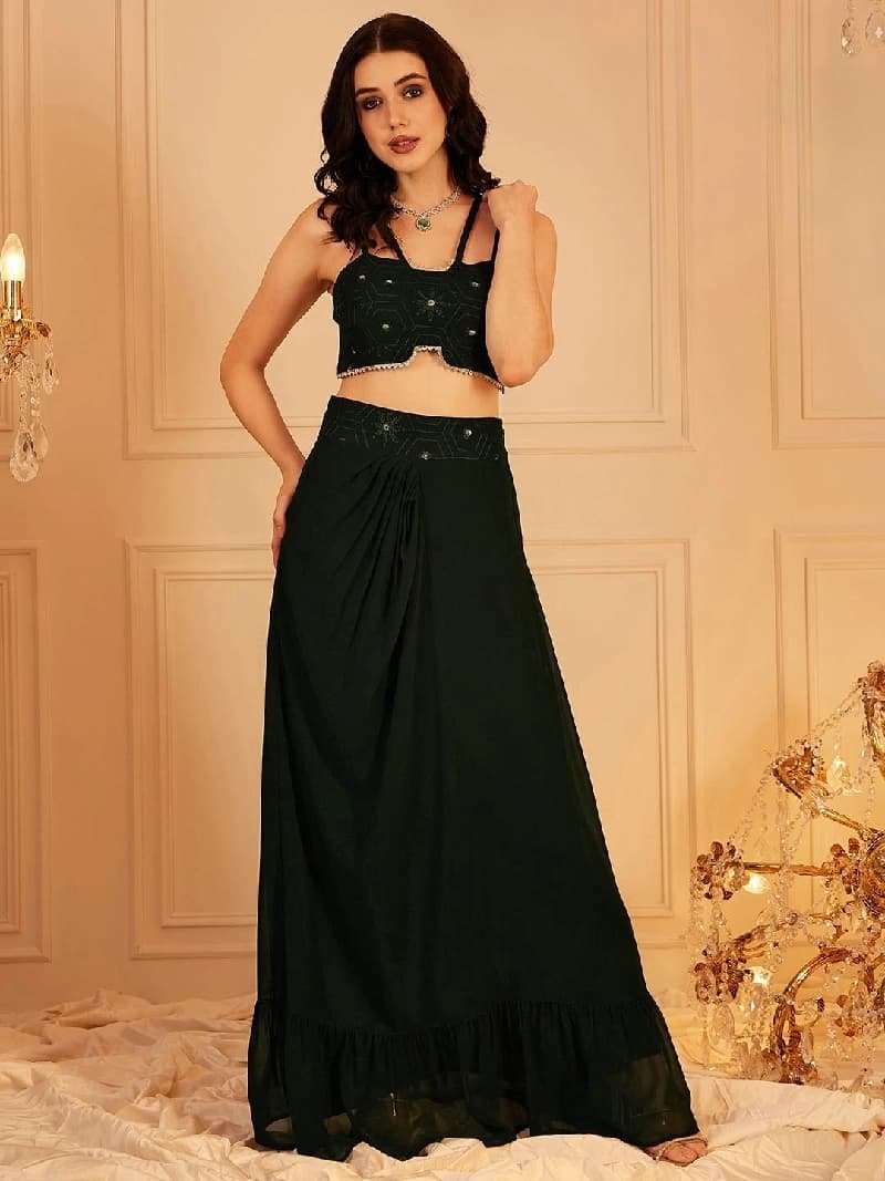 Women's Green Festive Co-ords Set