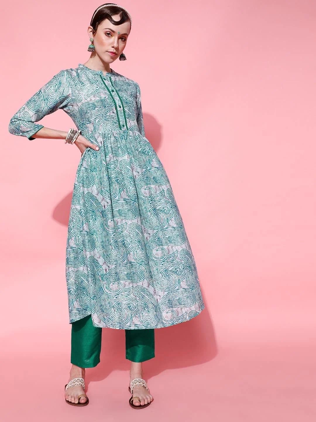 Women's Green Festive Kurta Set