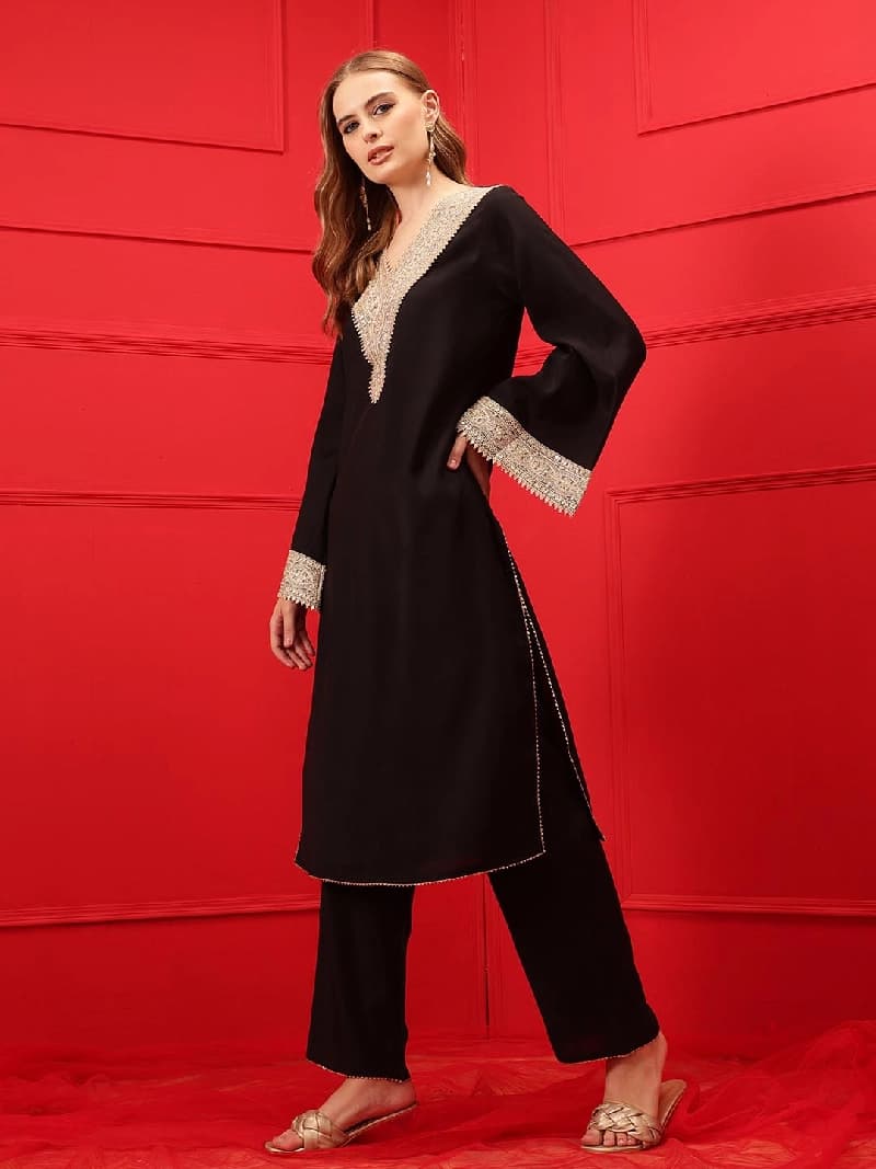 Women's Black Festive Kurta Set