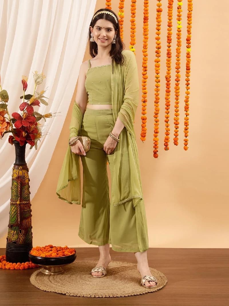 Women's Green Festive Co-ords Set